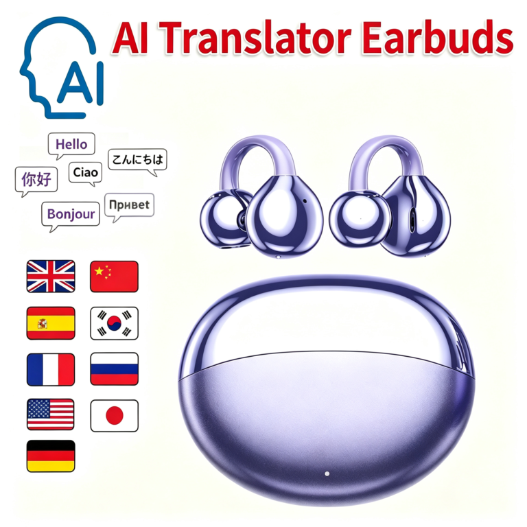 M110 AI Translation Clip On Open Ear Wireless Earbuds, Open Ear Clip Wireless Earphone CE FCC Certified Sport Earclip Headset for Sport Travel Business