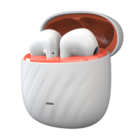 Close‑up QH08 wireless earbud worn in human ear wearing effect display