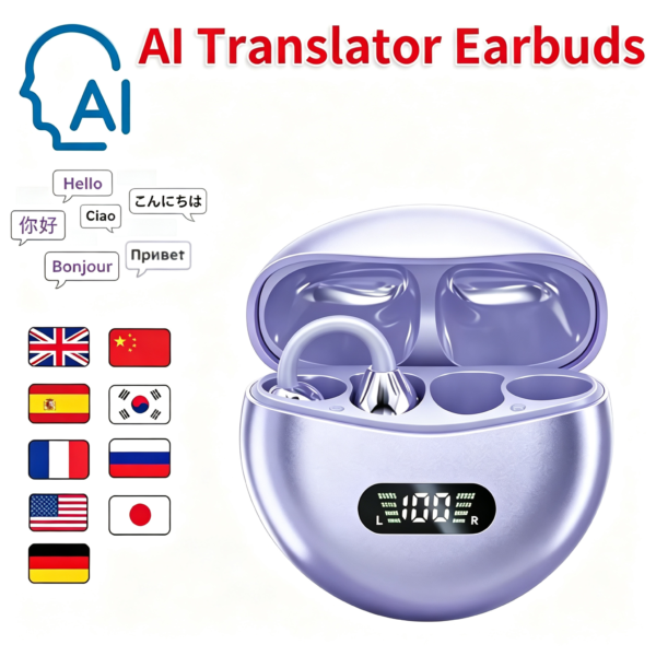M79 Clip On AI Translation Open Ear Wireless Earbuds Sports Earphones LED Digital Display TWS Headphones